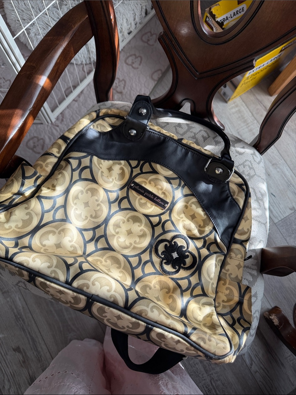 Petunia Pickle Bottom Gold and Black Patterned Tote